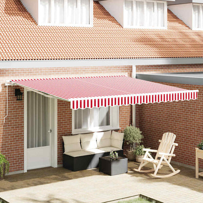 Toldo Retráctil Rojo Y Blanco 400 X 350 Cm Poliéster Y Aluminio_1