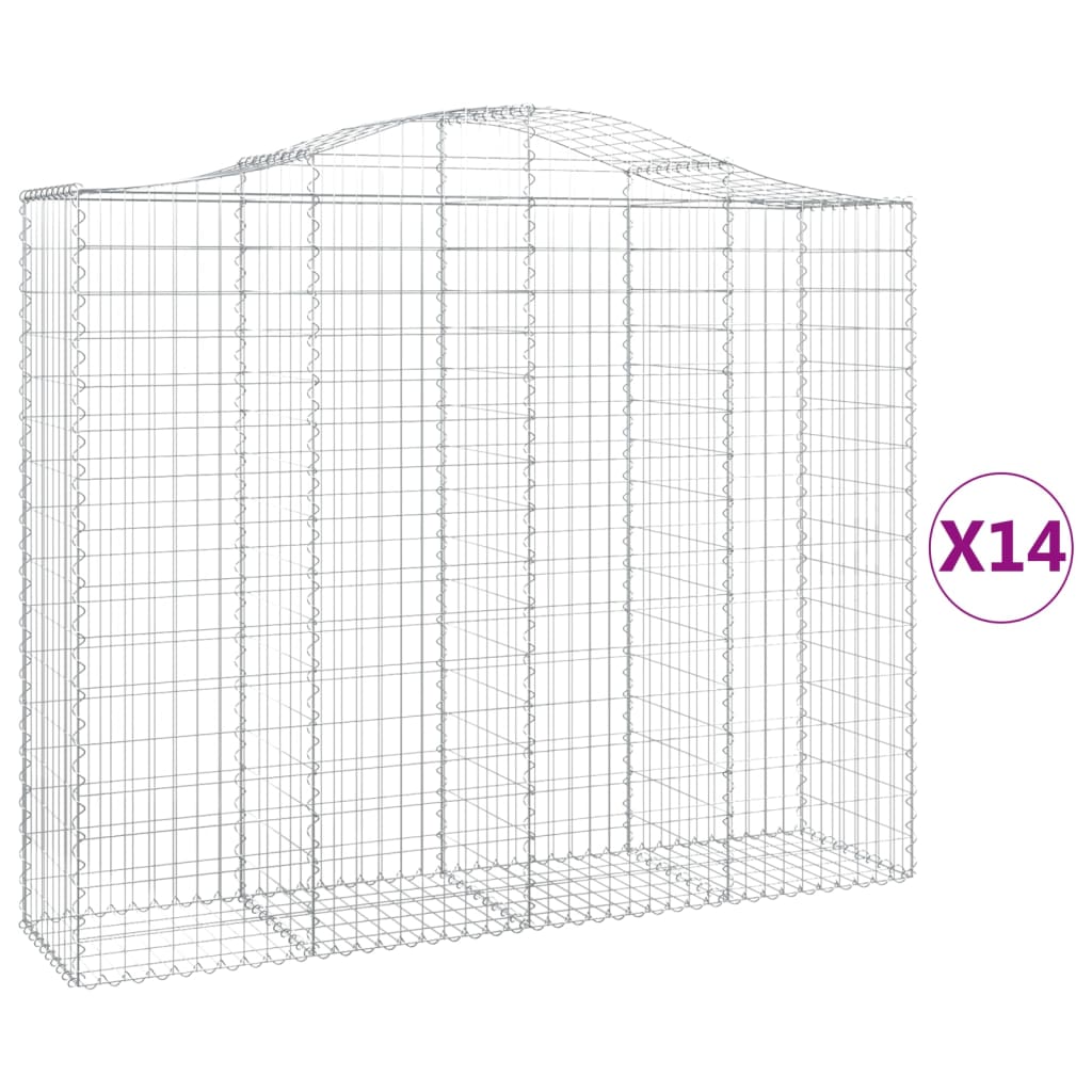 Cestas Gaviones 14 Uds Forma De Arco Hierro 200x50x160/180 Cm_0