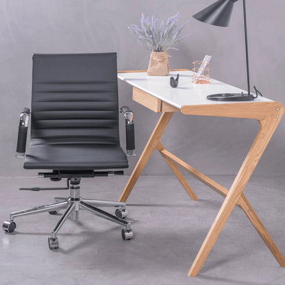 Silla De Escritorio Con Respaldo Bajo En Polipiel Y Reclinable - Alu_1