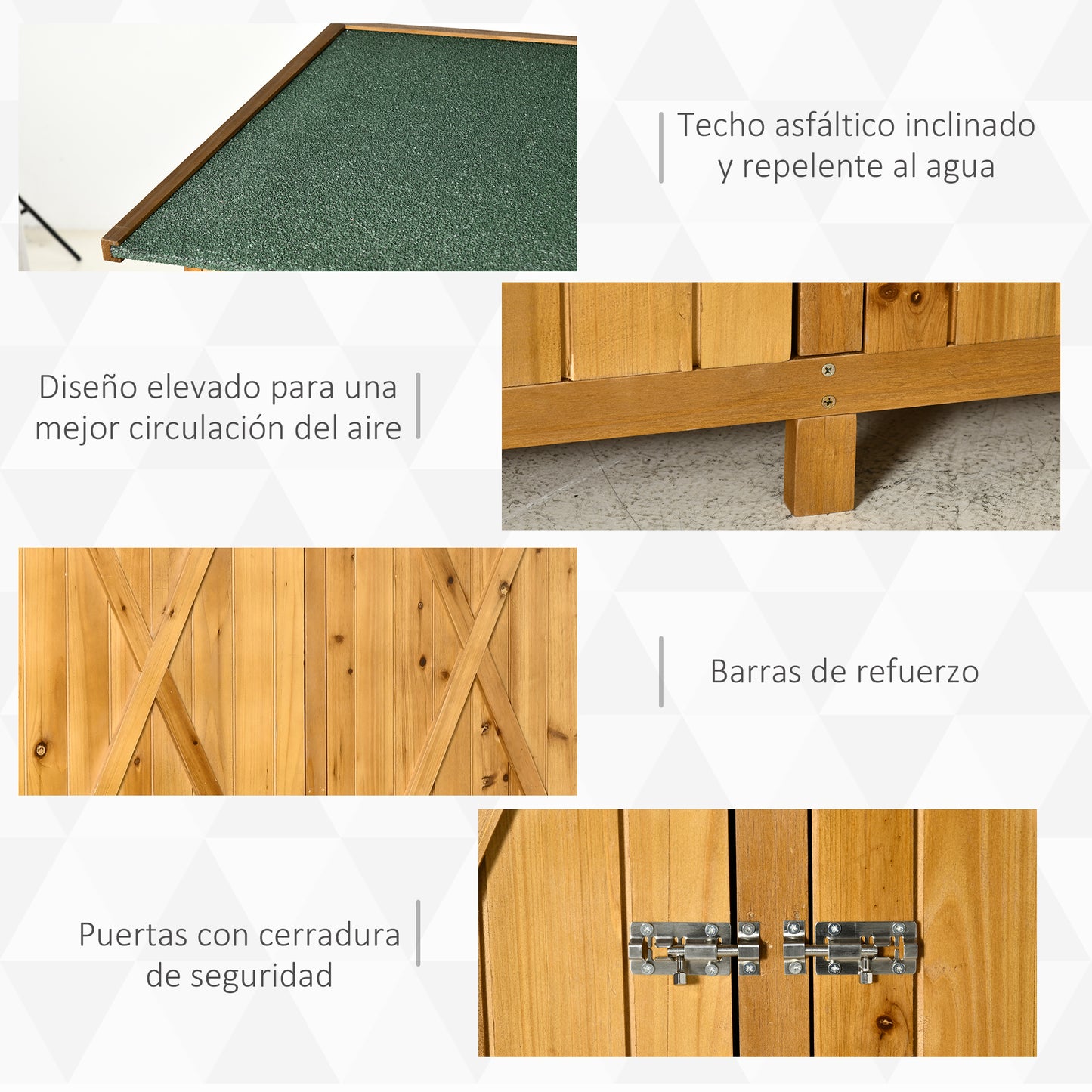 Outsunny Caseta De Jardín De Madera 140x75x157cm Con Techo Asfáltico 2 Puertas_5