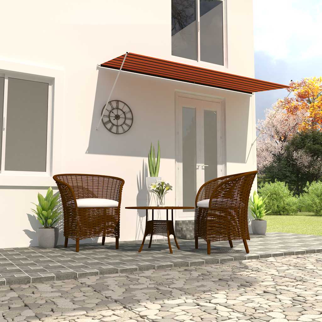 Toldo Retráctil Naranja Y Marrón 350x150 Cm_1