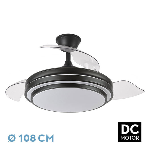Ventilador Dc Ibe 72w 6120lm Negro 3 Asp.desp. 108d 3000-4000-6000k Remoto, Memoria Y Temporizador_0