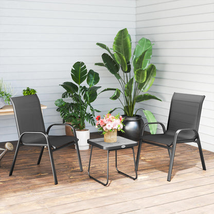 Outsunny Conjunto De Muebles De Jardín Con 2 Sillones Apilables Y Mesa De Centro_3