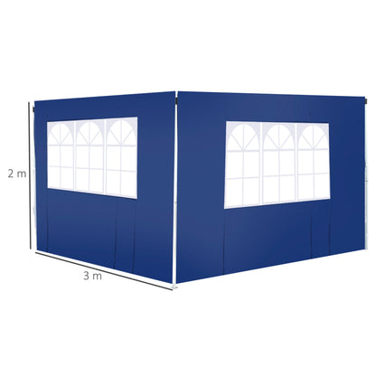 Outsunny 2 Paredes Laterales 2x3m Con Ventanas Para Carpa 3 X 3 M/3 X 6 M Azul_2