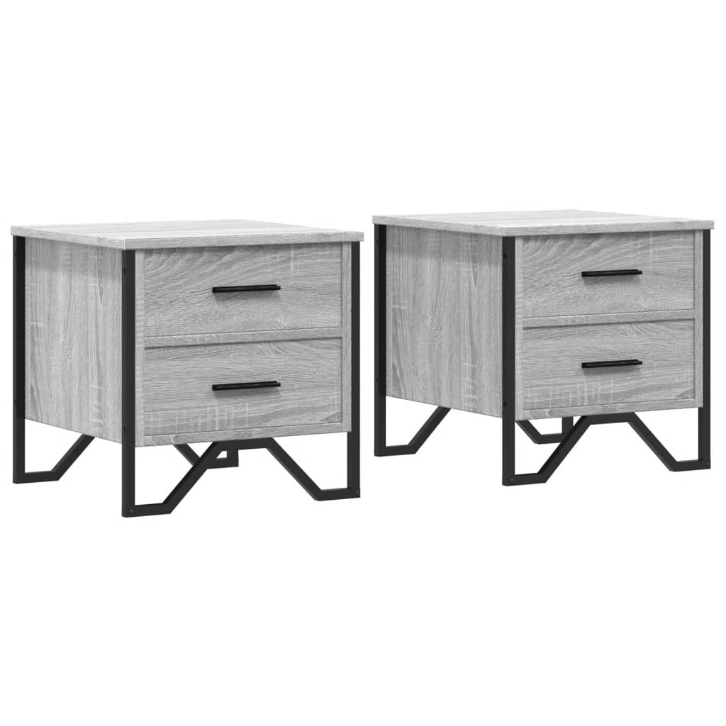Mesita De Noche 2 Uds Madera Ingeniería Gris Sonoma 40x41x40 Cm_0