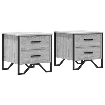 Mesita De Noche 2 Uds Madera Ingeniería Gris Sonoma 40x41x40 Cm_0