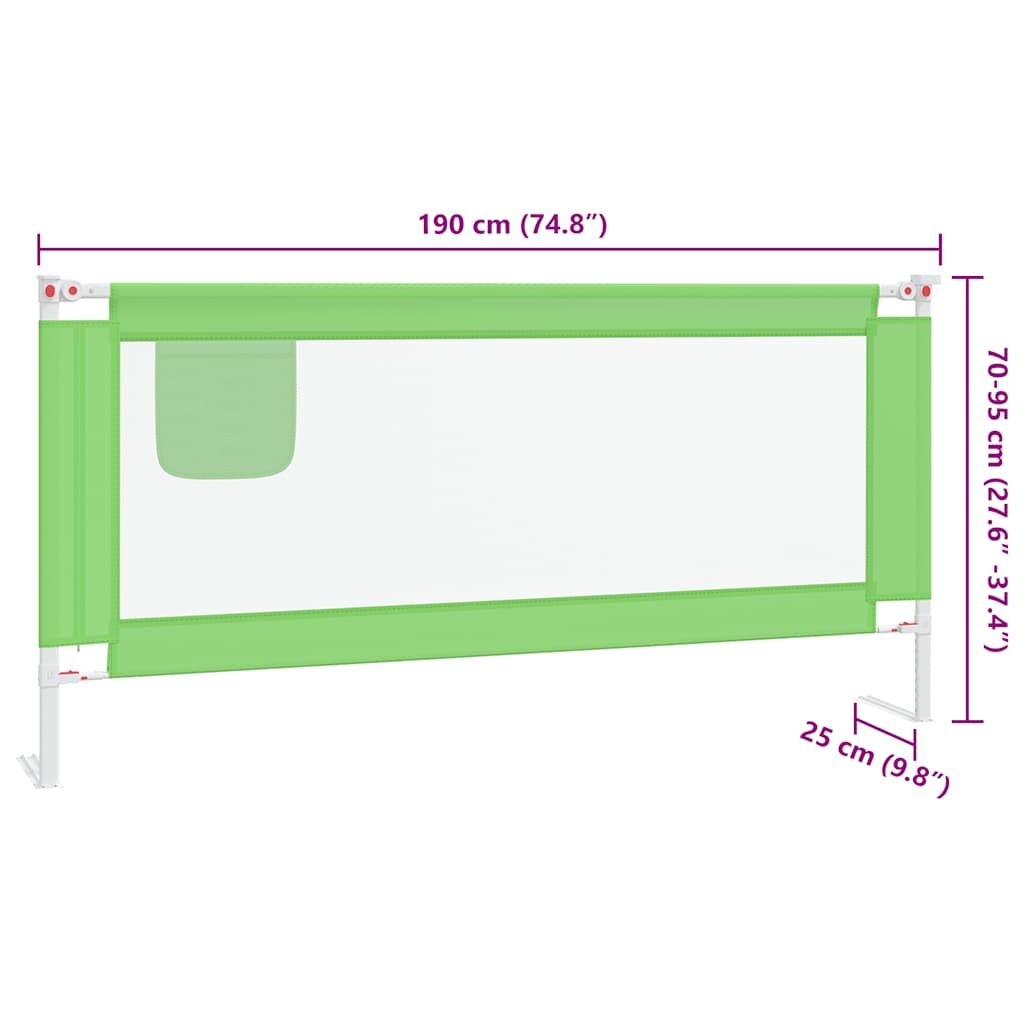 Vidaxl Barandilla De Seguridad Cama De Niño Verde Tela 190x25 Cm_2