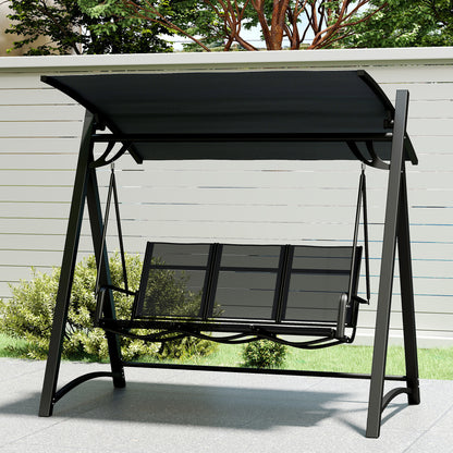 Outsunny Columpio De Jardín De 3 Plazas Con Techo Ajustable Asiento Transpirable_4