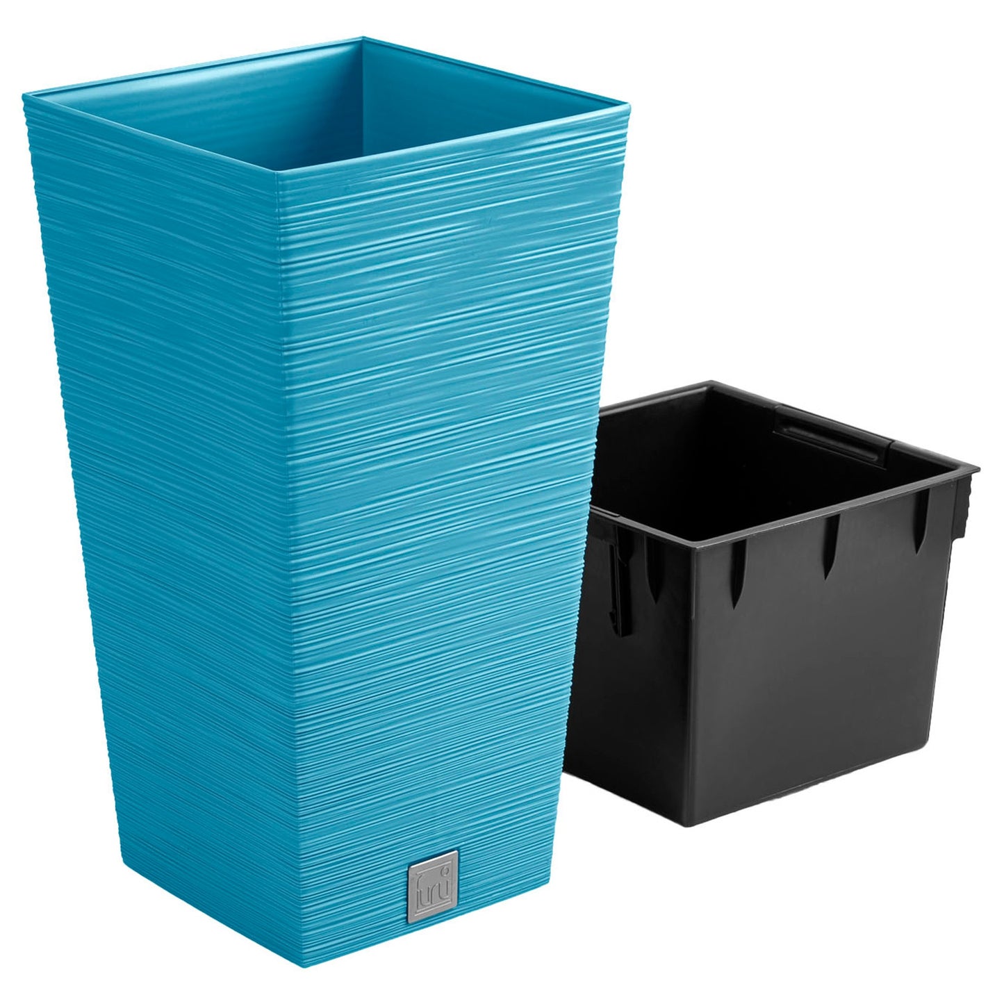 Macetero Color Azul Escandinavo, Con Depósito, Colección Furu, De 20 X 20 X 38 Cm, Capacidad De 5 L.