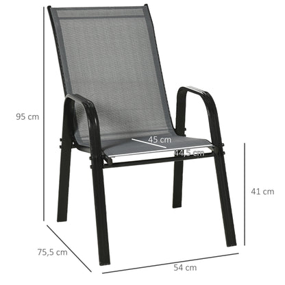 Outsunny Juego De 4 Sillas De Jardín Exterior 54x75,5x95 Cm Gris_2