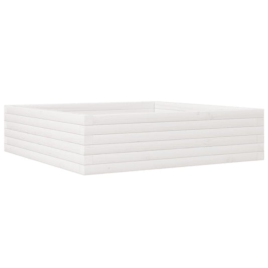 Jardinera De Madera Maciza De Pino Blanca 90x90x23 Cm_0