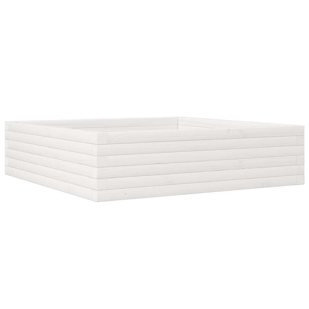 Jardinera De Madera Maciza De Pino Blanca 90x90x23 Cm_0