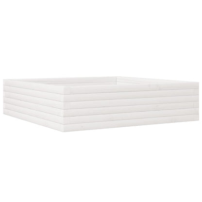 Jardinera De Madera Maciza De Pino Blanca 90x90x23 Cm_0