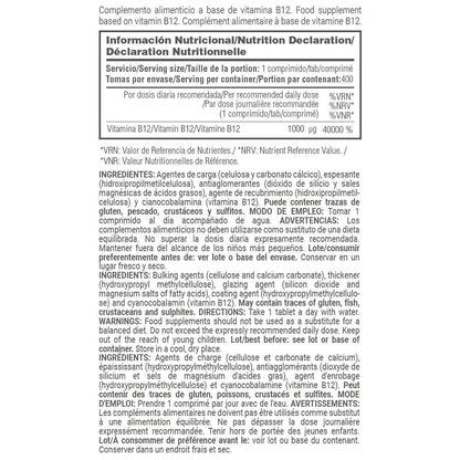 Vitamina B12 1000μg - 400 Comprimidos - Suplemento B12 - Masmusculo_5