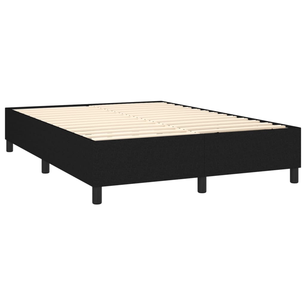 Cama Box Spring Colchón Y Luces Led Tela Negro 140x200 Cm / Vetonek_2