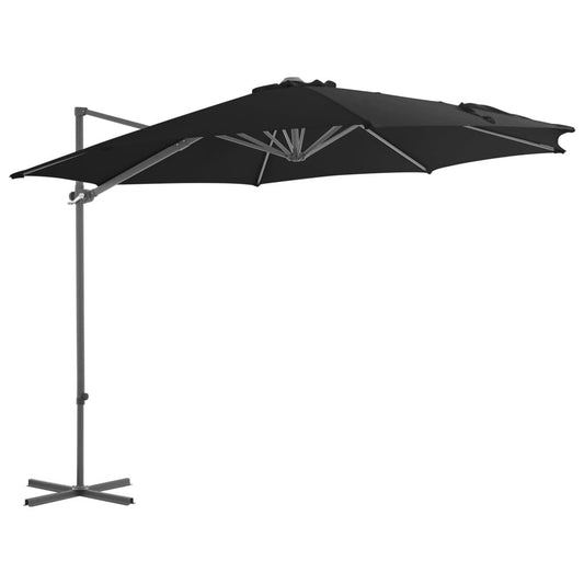 Vidaxl Sombrilla De Jardín Voladiza Con Palo De Acero Negro 300 Cm_0