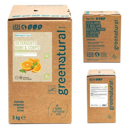 Jabón liquido de manos y cuerpo menta & naranja Greenatural 5 kg