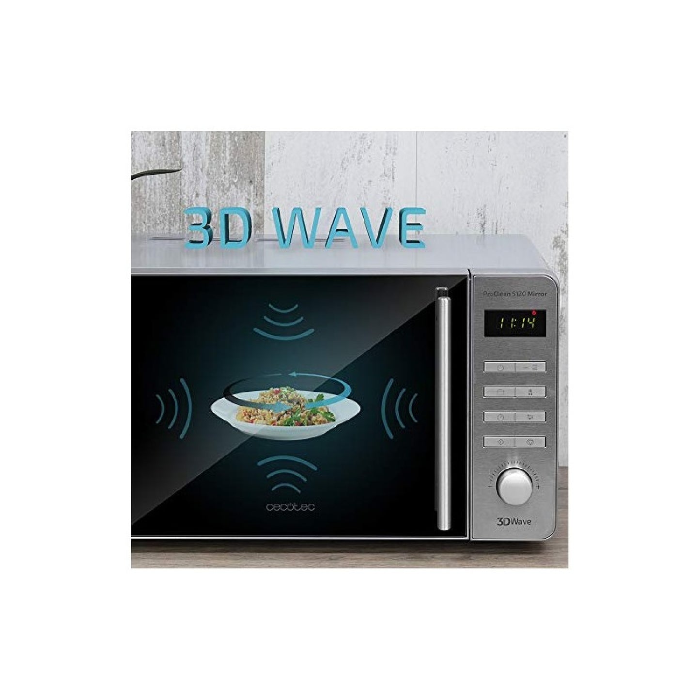 Microondas Proclean 5120 Inox. 700 W, Grill 800 W, Capacidad 20 L, Revestimiento Ready2clean Para Mejor Limpieza, Tecnología 3dwave, 8 Programas, Di_3