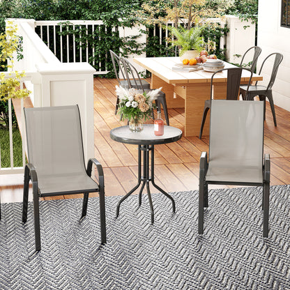 Outsunny Conjunto De Mesa Y Sillas De Terraza Exterior De 3 Piezas Gris Claro_1