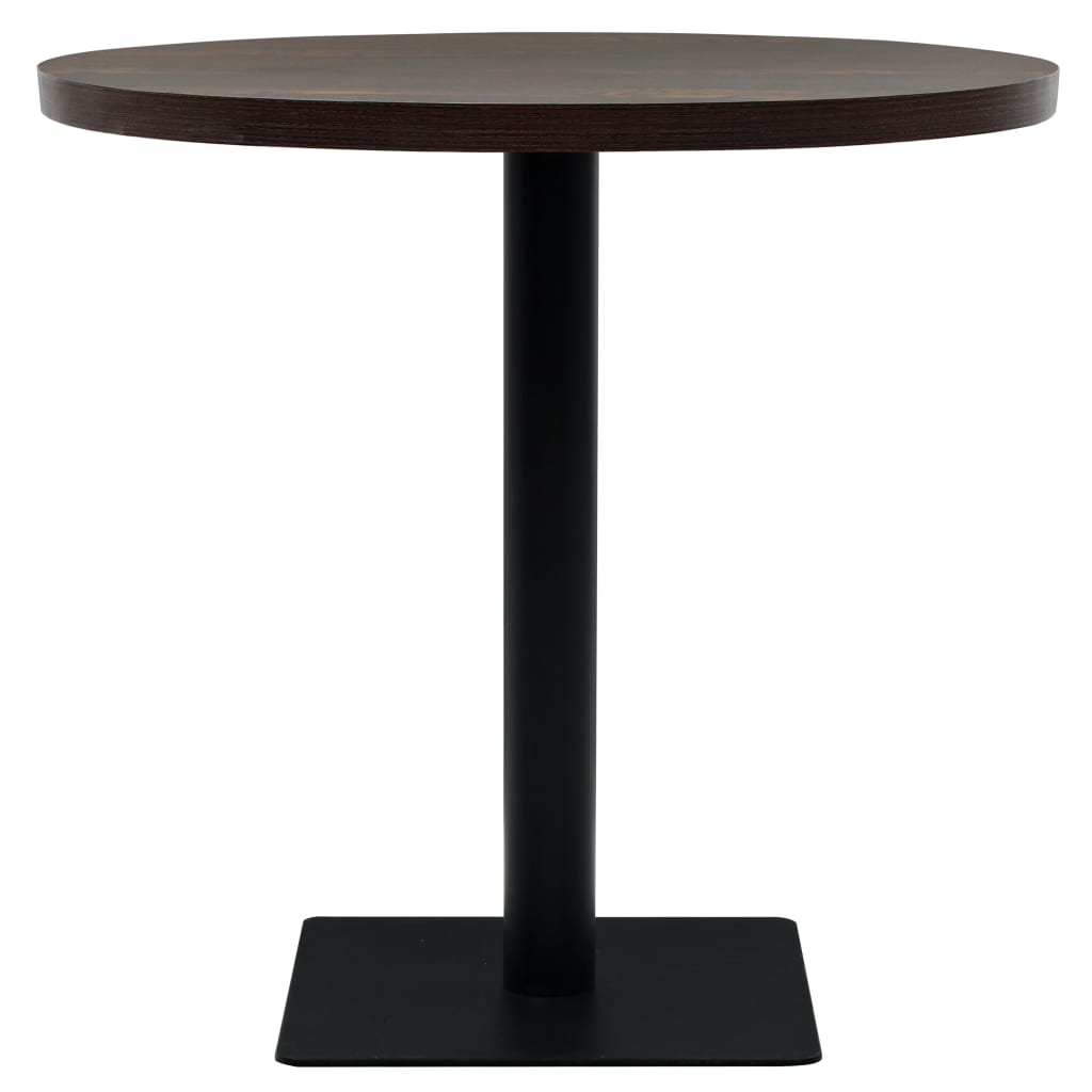 Mesa De Bar Bistró Mdf Y Acero Redonda Fresno Oscuro 80x75 Cm_1