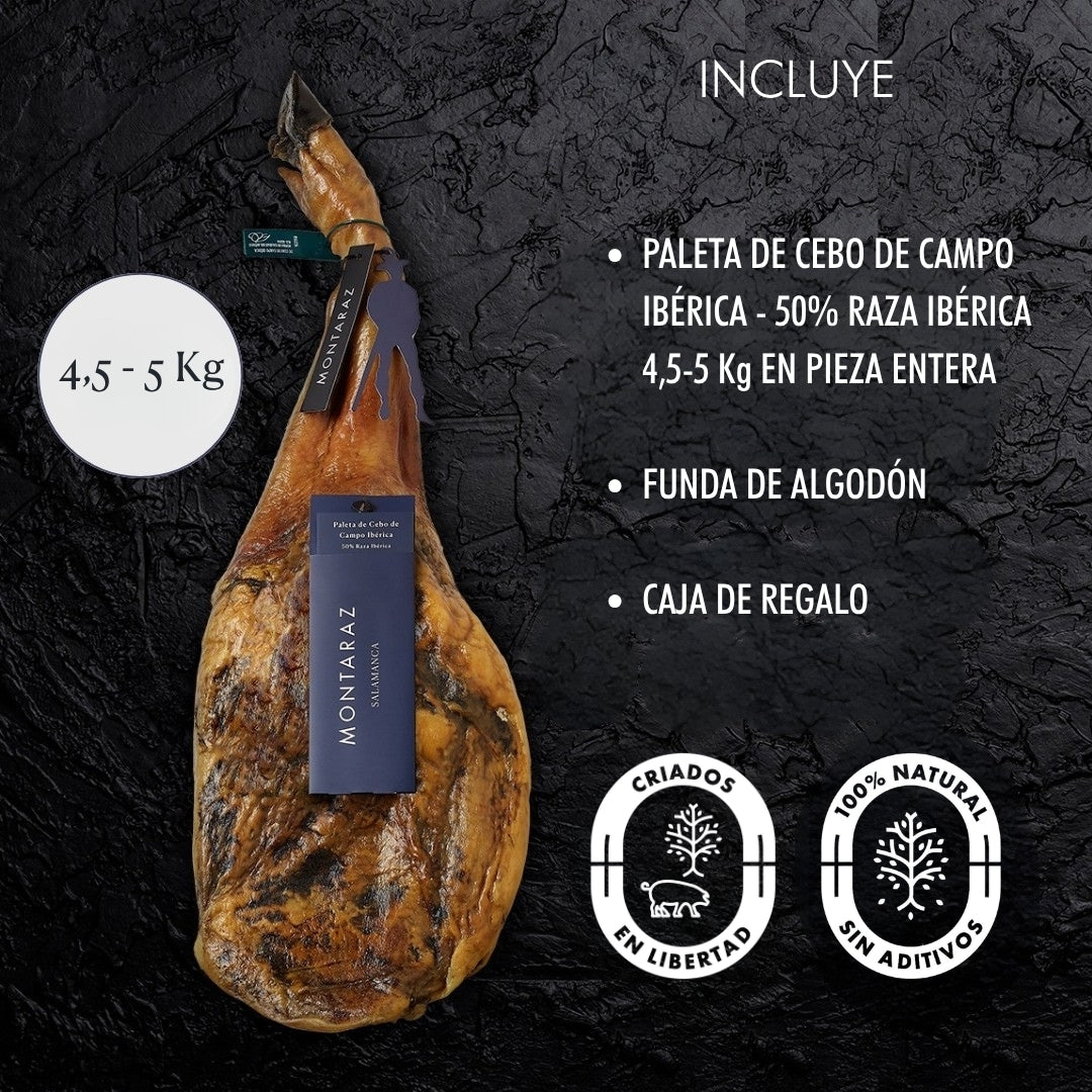 Montaraz® Paleta De Cebo De Campo 50% Raza Ibérica | Curación 24 Meses | Pieza Entera De 4,5-5 Kg | 100% Natural_2