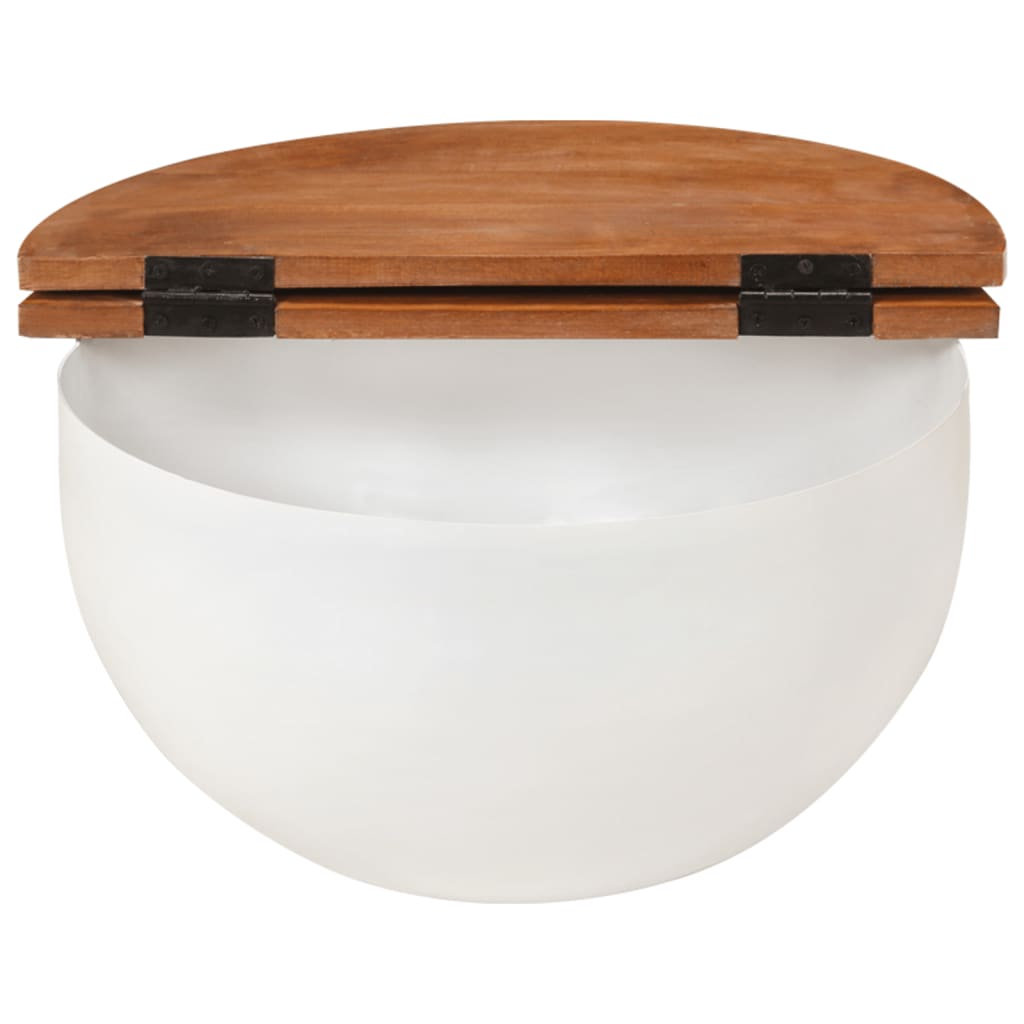 Mesa De Centro De Madera Maciza Reciclada Blanca 50x27 Cm_2