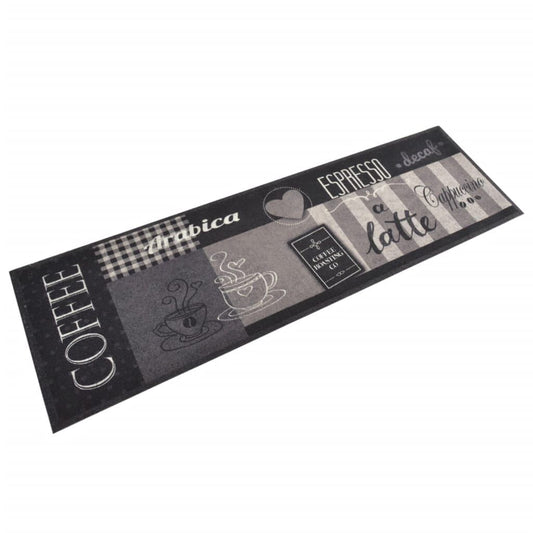 Vidaxl Alfombra De Cocina Lavable Terciopelo Negro Café 45x150 Cm_0