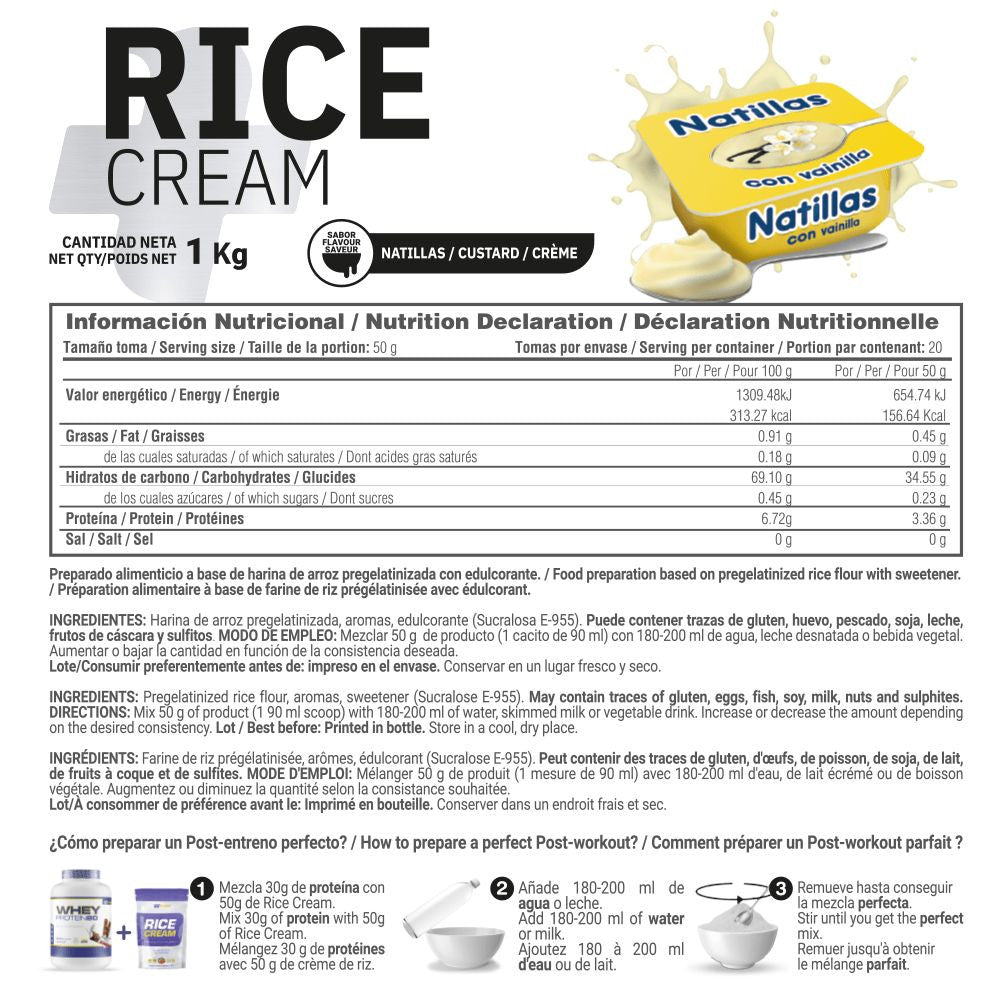 Rice Cream (crema De Arroz Pregelatinizada) - 1kg - Natillas De Vainilla - Fuente De Carbohidratos De Bue - Masmusculo_5