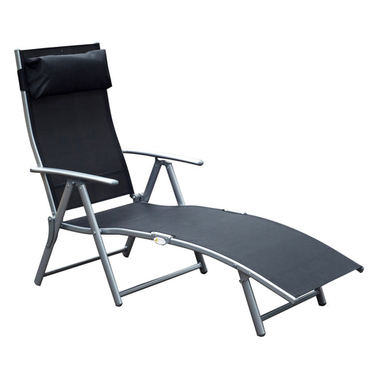 Outsunny Tumbona Plegable Con Respaldo Ajustable 137x63,5x100,5 Cm Negro_0