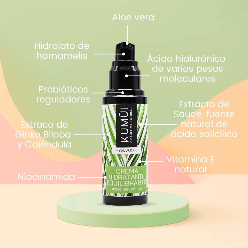 Crema Facial Antiedad Equilibrante Piel Mixta y Grasa Con Acido Hialuronico KUMUI 30ml_3