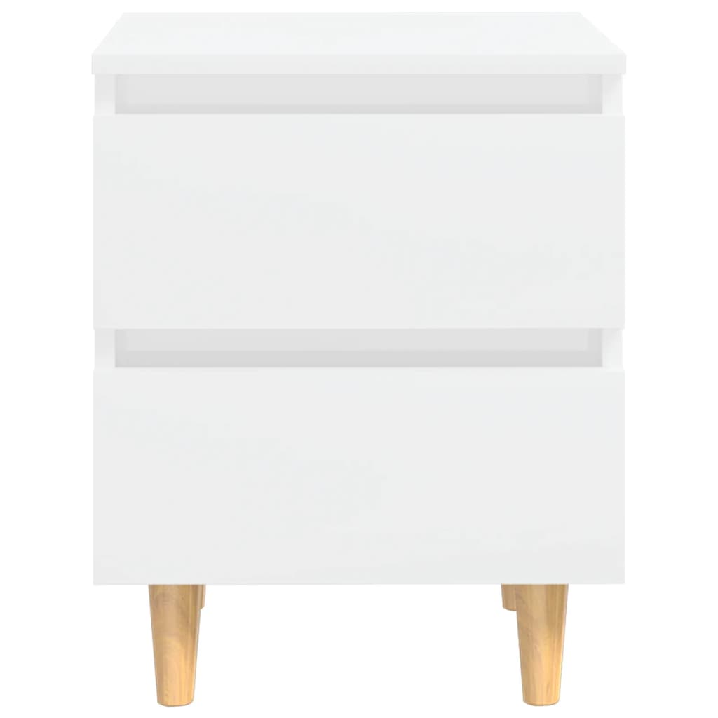 Mesita De Noche Patas Madera Pino Blanco Con Brillo 40x35x50cm_1