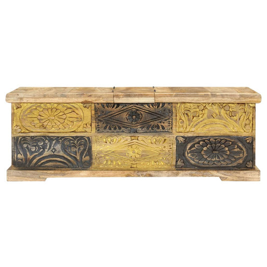 Mesa De Centro Madera Maciza De Mango 100x50x35 Cm_0