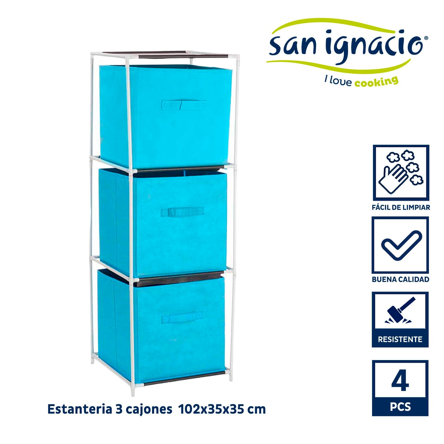 Estantería 3 Cajones Tnt Azul - Colección Kipit_1