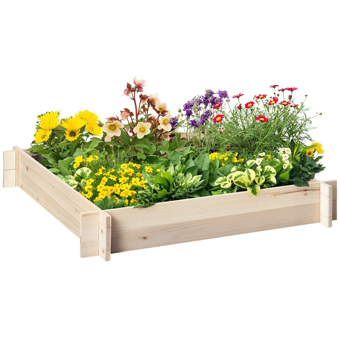 Outsunny Arriate De Madera De Jardín Suelo De Huerto Urbano 100x100x16cm Natural_0