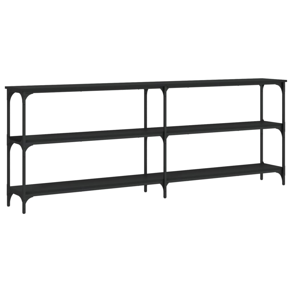 Mesa Consola Madera De Ingeniería Negra 200x29x75 Cm_4