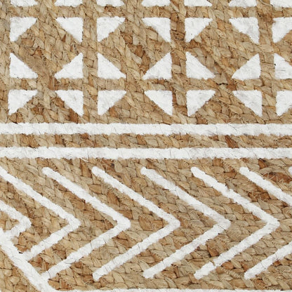 Vidaxl Alfombra De Yute Tejida A Mano Con Estampado Blanco 90 Cm_3