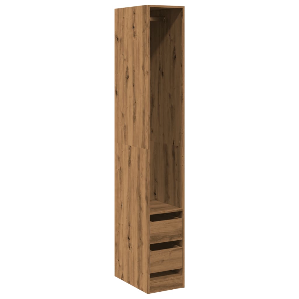 Armario De Madera De Ingeniería Roble Artesanal 30x50x200 Cm_0