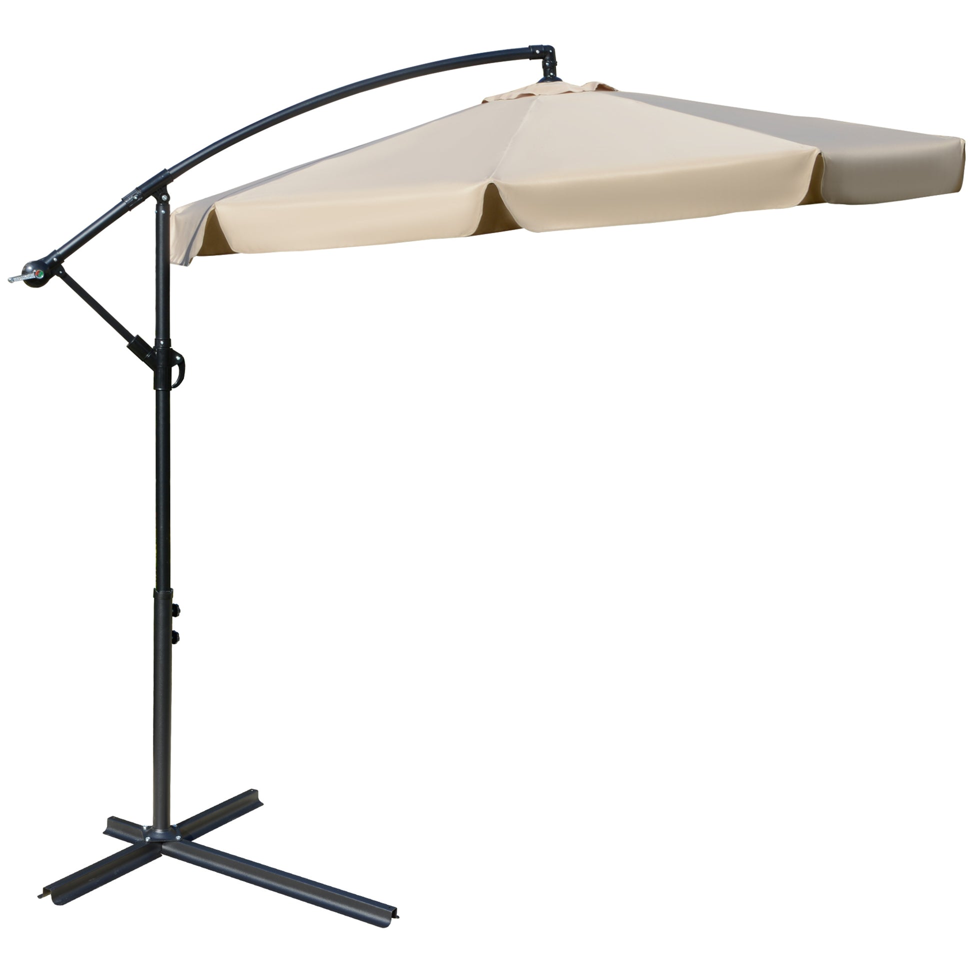 Outsunny Sombrilla De Jardín Ø265 Cm Parasol Excéntrico Inclinable Marrón Claro_0