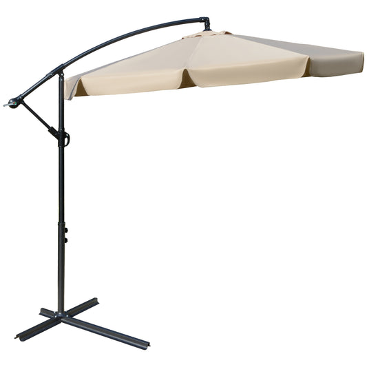 Outsunny Sombrilla De Jardín Ø265 Cm Parasol Excéntrico Inclinable Marrón Claro_0