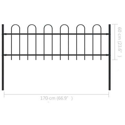Valla De Jardín Con Puntas De Aro Acero Negro 1,7 M / Vetonek_2