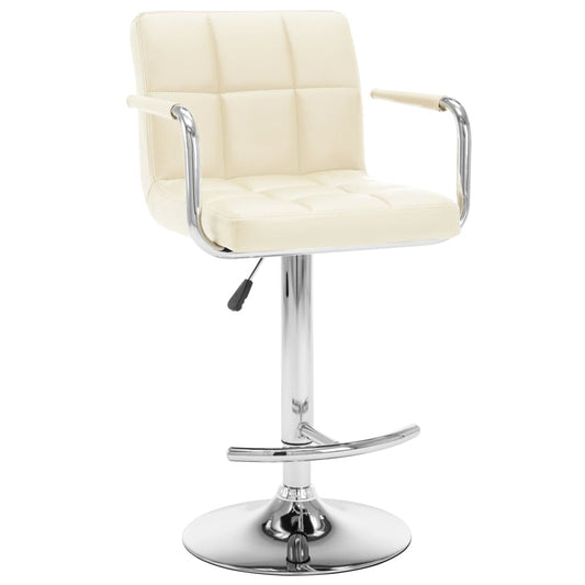 Taburetes De Cocina 2 Unidades Cuero Sintético Color Crema_0