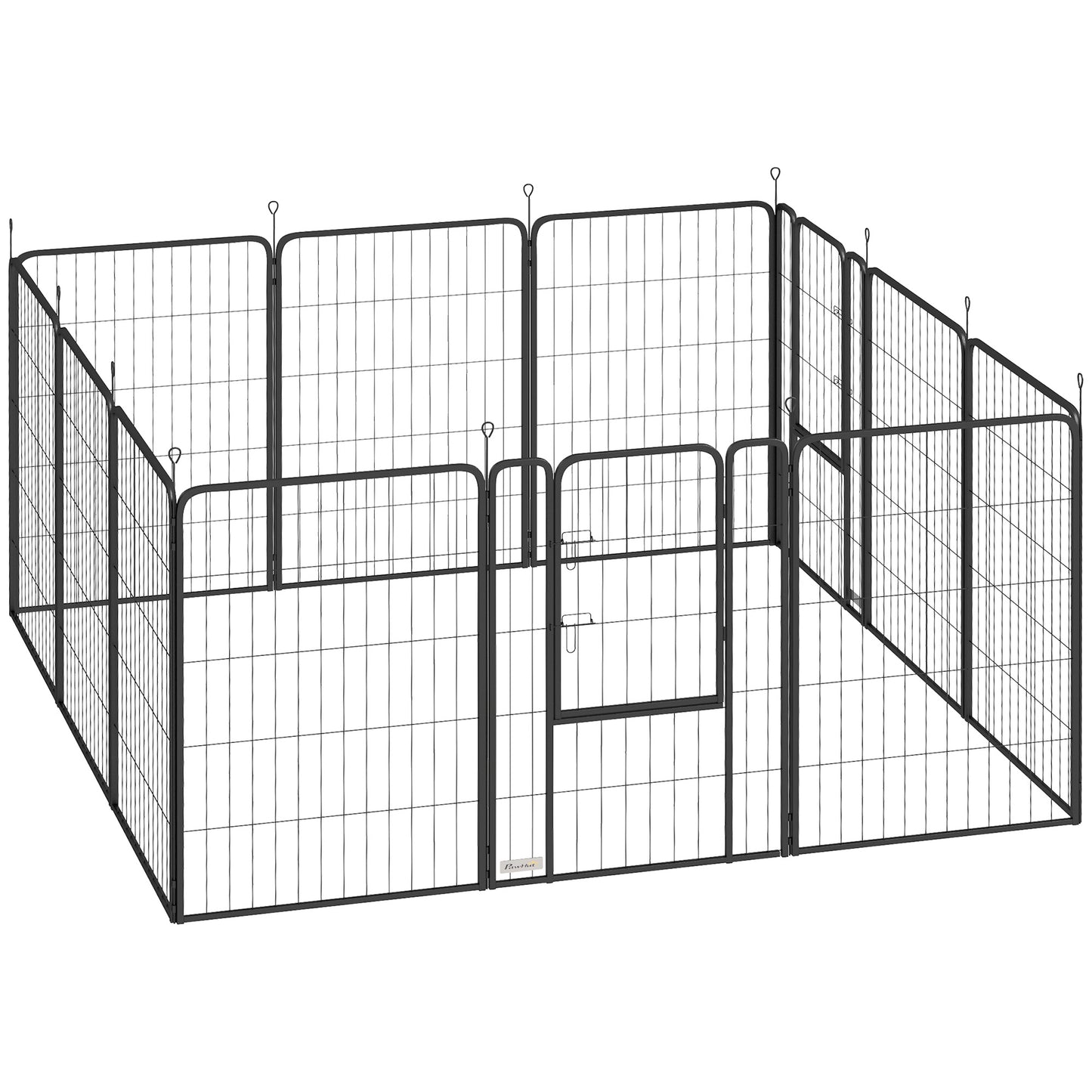 Pawhut Parque Para Perros De 12 Paneles De 100 Cm De Altura Con Puertas Negro_0