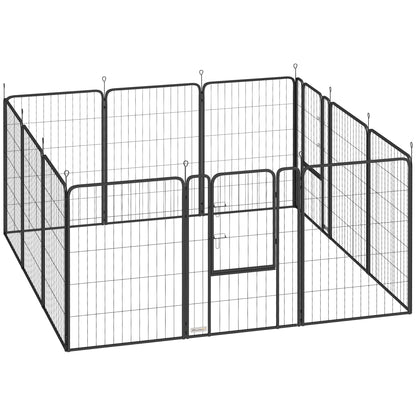 Pawhut Parque Para Perros De 12 Paneles De 100 Cm De Altura Con Puertas Negro_0