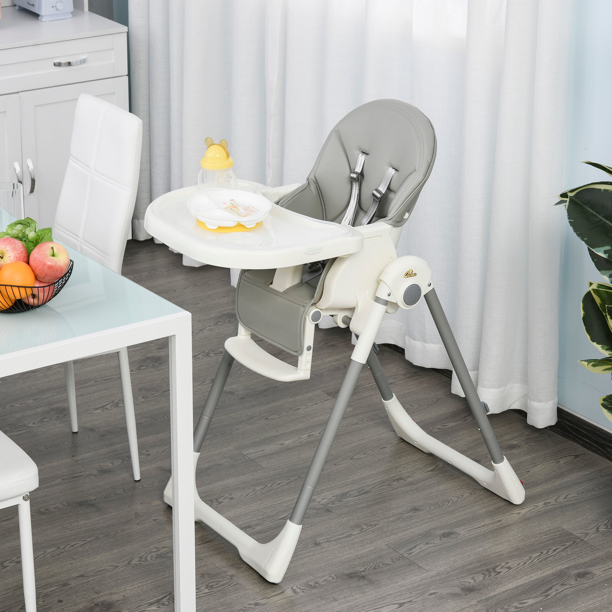 Homcom Trona Para Bebé Evolutiva Plegable De +6 Meses Altura Ajustable Ruedas Y_1
