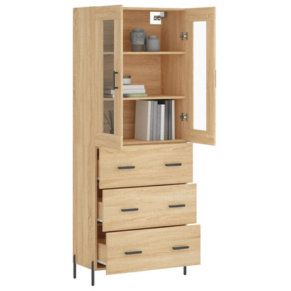 Aparador Alto Madera Contrachapada Color Roble 69,5x34x180 Cm_2