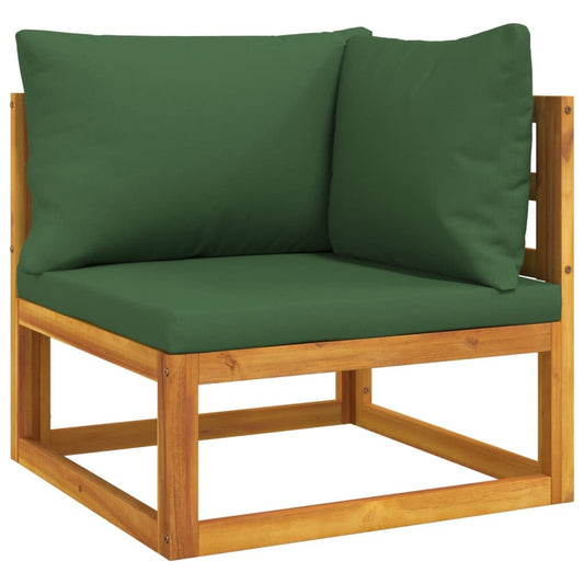 Vidaxl Sofá Esquinero Modular Madera Maciza Acacia Con Cojines Verde_0