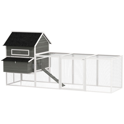 Pawhut Gallinero Grande Exterior Con 2 Nidos Corral 347x160x150cm Gris Oscuro_0