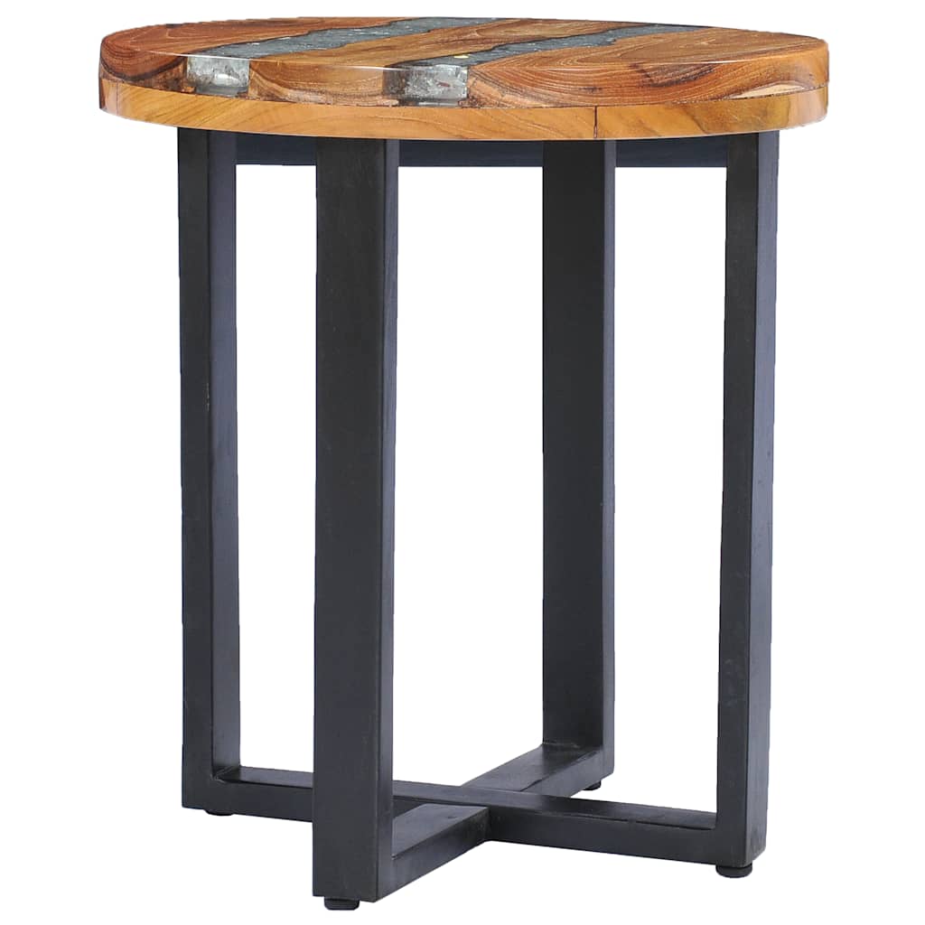 Mesa De Centro De Madera Maciza De Teca Y Polirresina 40x45 Cm_3