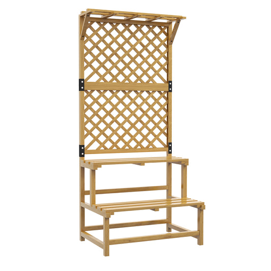 Outsunny Estantería Para Plantas De Madera Con Enrejado 75x50x166 Cm Natural_0