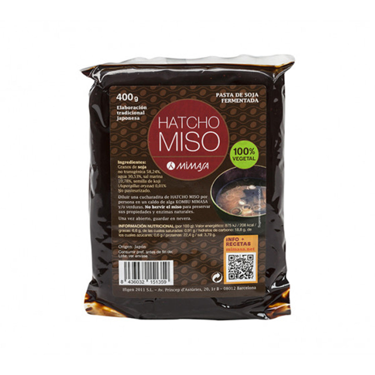 Hatcho Miso No Pasteurizado MIMASA 400 g